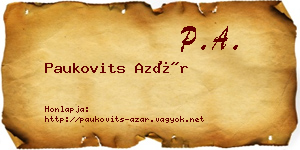 Paukovits Azár névjegykártya